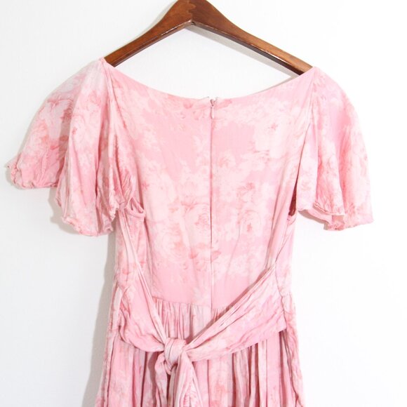 Maison Amory Sugarmilk Mini Dress in Strawberry Cream Pink Flutter Sleeve Small - Picture 8 of 12